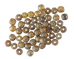 Czech Glass Etched Stone w/ Turquoise Wash Round Druk 4mm