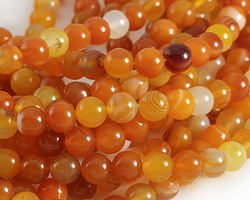 Orange Line Agate Round 8mm