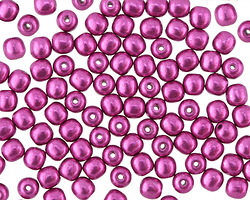 Czech Glass ColorTrends: Saturated Metallic Pink Yarrow Round 4mm
