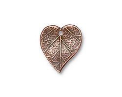 TierraCast Antique Copper (plated) Heart Leaf Charm 15x17mm