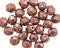 Czech Glass ColorTrends: Sueded Gold Ash Rose Fire Polished Round 6mm