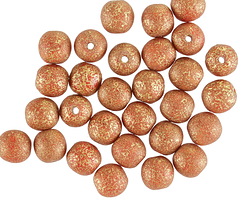 Czech Glass Etched Campfire w/ Gold Round Druk 6mm