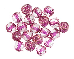 Czech Glass Crystal w/ Metallic Pink Lantern 6mm