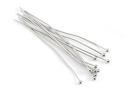 Silver (plated) Ball Headpin 2", 21 gauge (200 pieces)