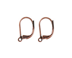 Antique Copper (plated) Leverback Earring w/ Open Loop 10x15mm