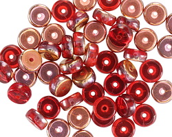 Czech Glass Ruby Red w/ Copper Heishi 3x6mm