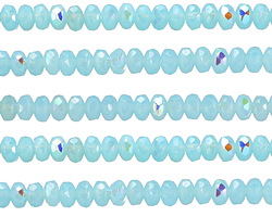 Czech Glass Blue Opal AB Fire Polished Rondelle 2x3mm