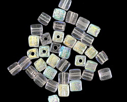 Czech Glass Textured Crystal AB Cube 4mm