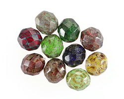 Czech Glass Berry Harvest Multi Color Mix Picasso Fire Polished Round 10mm