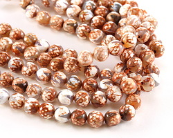 Tibetan (Dzi) Agate Rust & Molten Wave Faceted Round 8mm