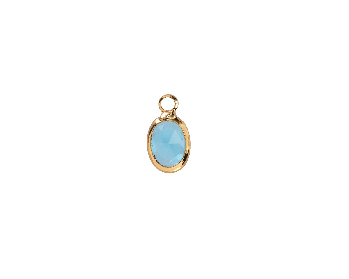 Capri Crystal Oval Drop in Gold Finish Bezel 6x8mm