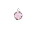 Rose Pink Crystal Round Drop in Silver Finish Bezel 12.8x16.5mm