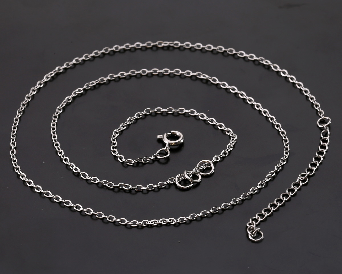 Stainless Steel Delicate Cable Chain, 18" Finished w/ 3 jump rings & 2" extender, 2.25x1.75mm links