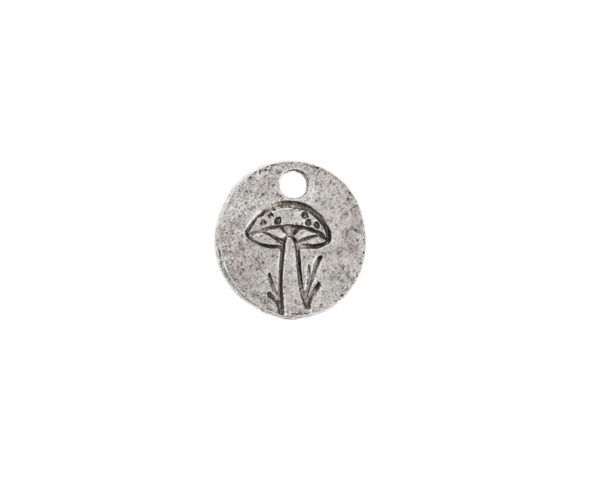 Nunn Design Antique Silver (plated) Mini Mushroom Coin Charm 12.6mm