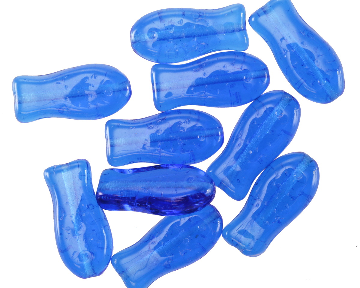 Czech Glass Capri Blue Goldfish 14x7mm