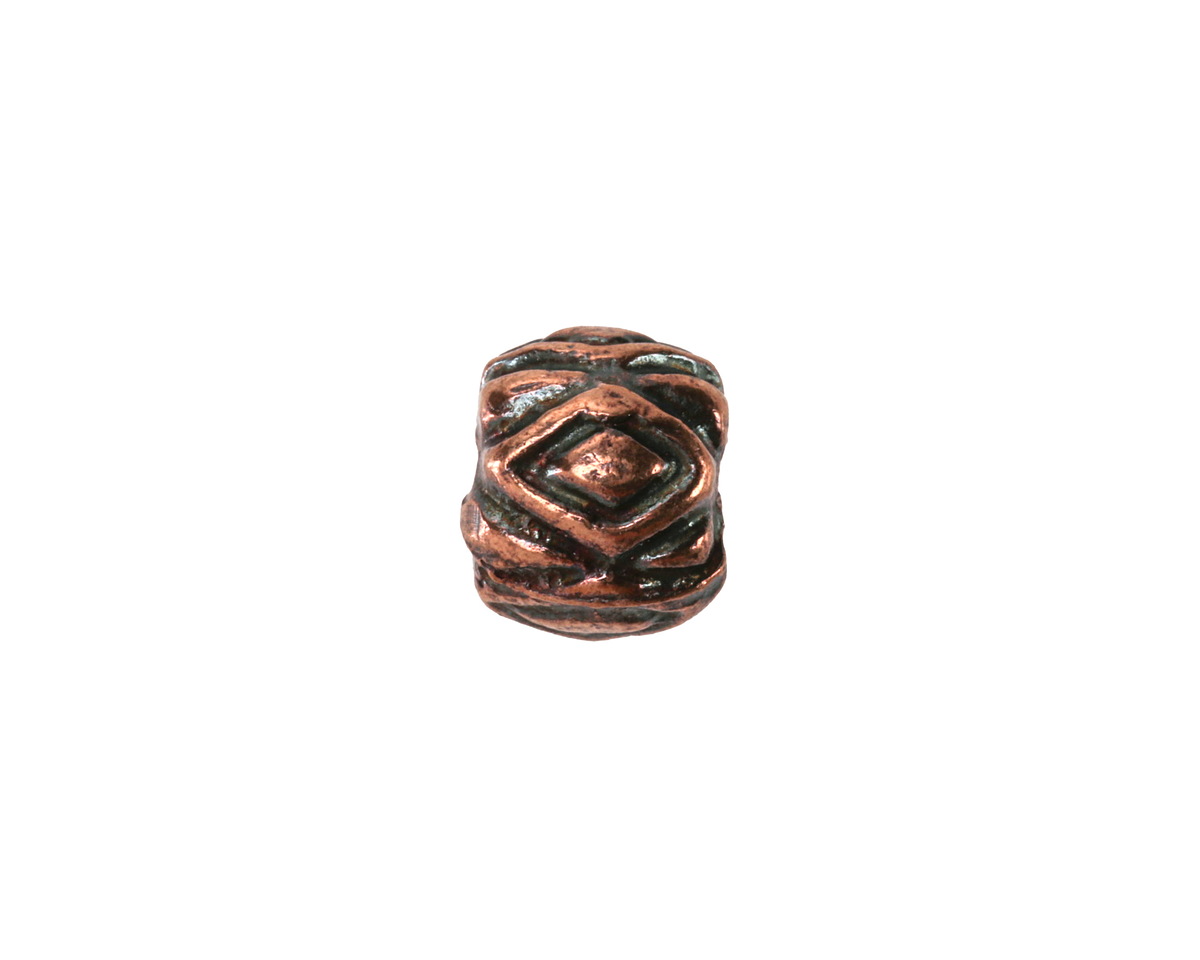 Mykonos Antique Copper (plated) Diamond Pattern Bead 10x12mm