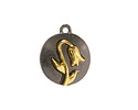 Snowdrop Two-Toned Gunmetal & Gold Finish Round Focal 17.5x20.5mm