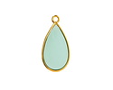 24K Gold (Plated) Transparent Sea Green Resin Drop Focal 13x23mm