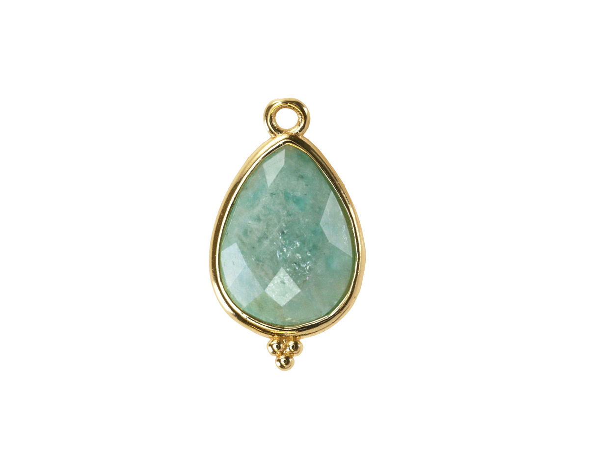 Brazil Amazonite w/ Gold Finish Faceted Teardrop Focal 12x21mm