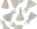 Light Gray w/ Silver Binding & Jump Ring Thread Tassel 18mm