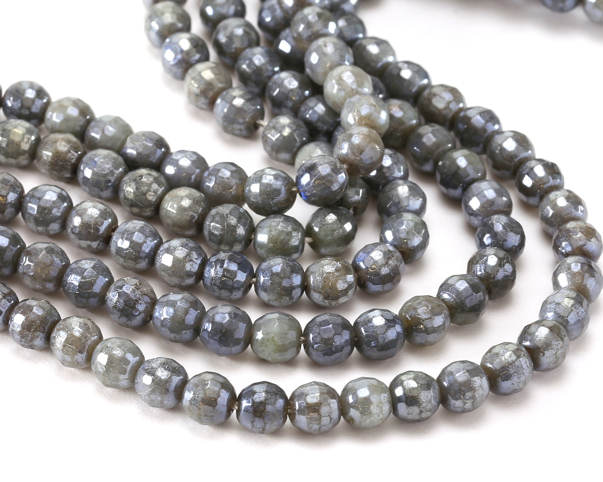 Labradorite w/ Silver Luster Faceted Round 5.5-6mm