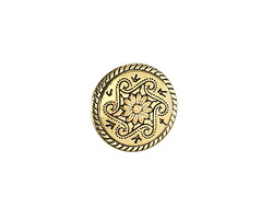 Antique Gold Finish Scrolling Daisy Button 15mm