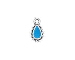 TierraCast Antique Silver (plated) Light Sky Blue Deco Drop Pendant 8x14mm