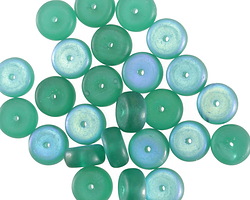 Czech Glass Matte Island Blue AB Heishi 4x8mm