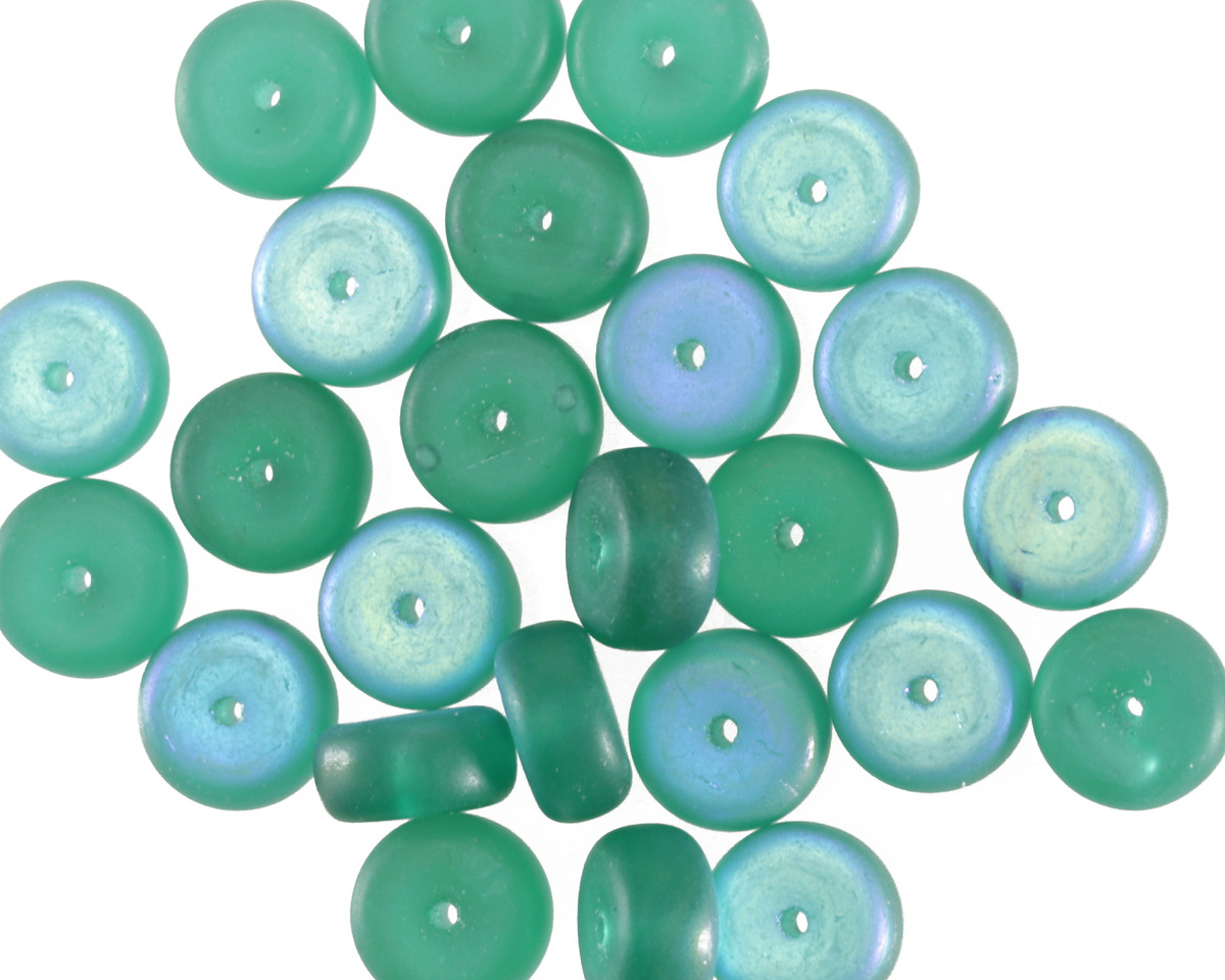 Czech Glass Matte Island Blue AB Heishi 4x8mm