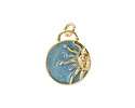 Lake Blue Marbled Enamel w/ Gold Finish Sunrays Charm Pendant 15x18.5mm