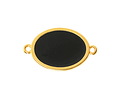 24K Gold (Plated) Jet Enamel Oval Focal Link 27x16mm