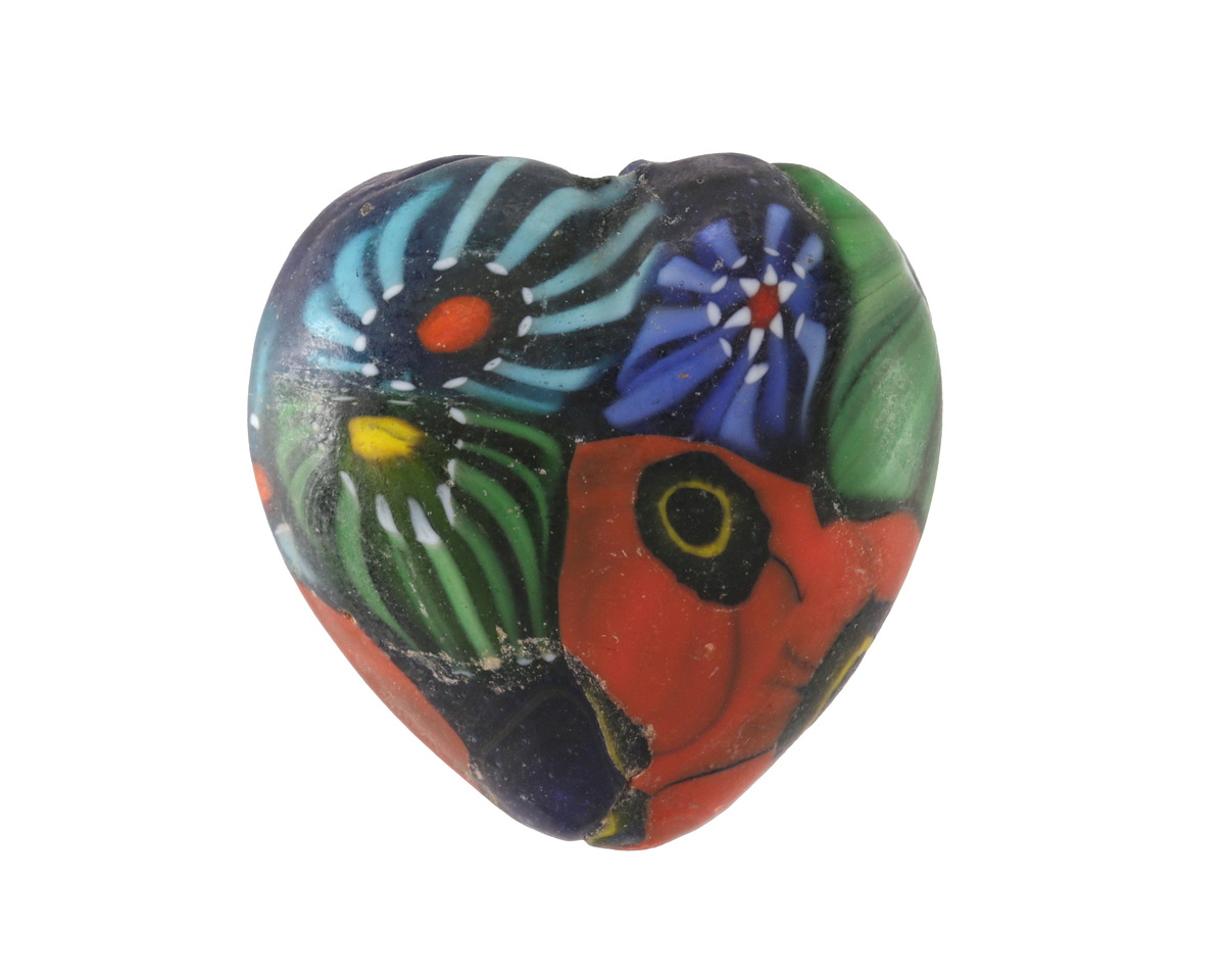 Vintage India Millefiori Heart Focal Bead 28-30mm
