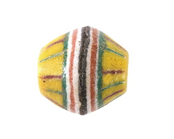 African Glass (Krobo) Yellow w/ Stripes King Bead Bicone 20x22mm