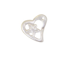 Mother of Pearl Carved Sea Star in Heart Charm (Right Drilled) 16mm