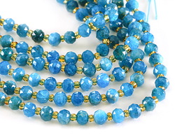 Pacific Blue Apatite (A) Microfaceted Rondelle 5x6mm