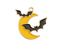 Enamel Bats Over a Crescent Moon Focal 25x25mm