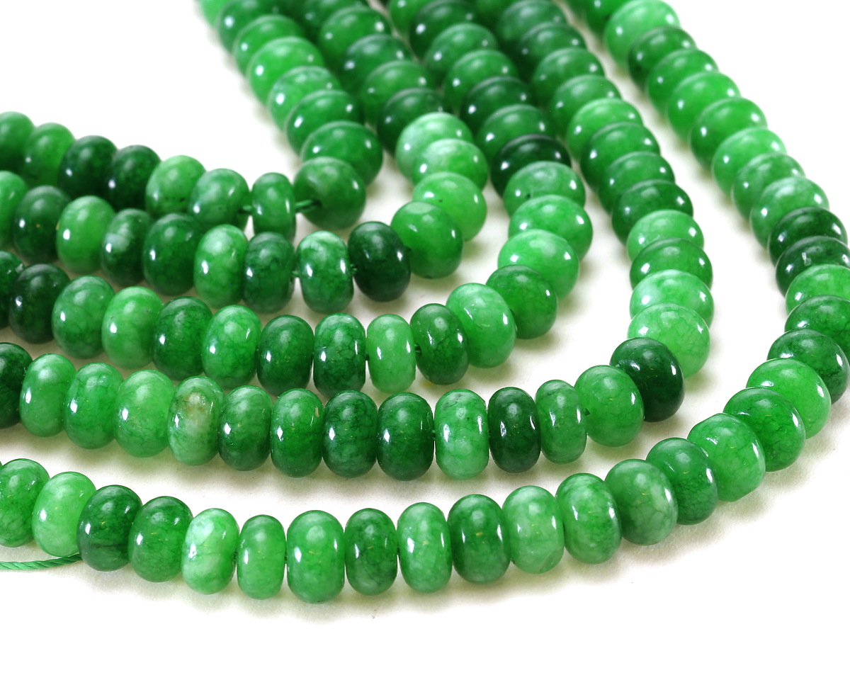 Kelly Green Agate Rondelle 5x8mm