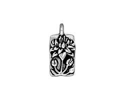 TierraCast Antique Silver (plated) Floating Lotus Charm 9x17mm