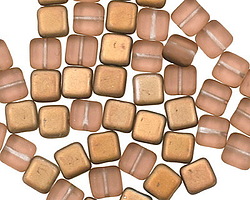 Czech Glass Matte Apollo Gold Square 6mm