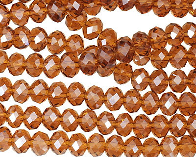 Dark Topaz Crystal Faceted Rondelle 6mm