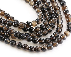 Black & Smoky Agate Round 8mm