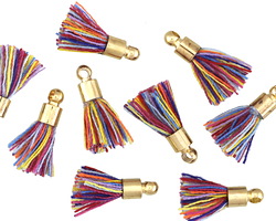 Carnival w/ Gold (plated) Bead Cap Tiny Thread Tassel 15mm