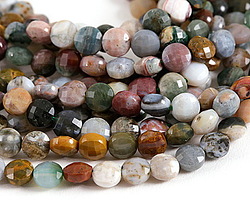 Ocean Jasper Faceted Puff Coin 6mm