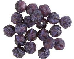 Czech Glass Plum w/ Etched Violet Finish English Cut Bead 7x8mm
