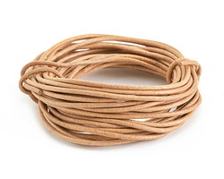 Natural Round Leather Cord 2mm, 32 feet