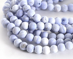 White & Light Blue Agate (matte) Round 8mm