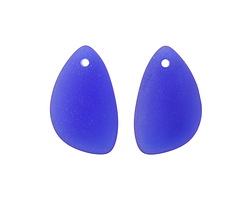 Royal Blue Beach-Style Glass Eclipse Pendant Pair 13x21mm