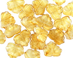 Czech Glass Light Amber w/ Opaque White Core Maple Leaf 11x13mm