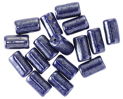 Czech Glass Cobalt w/ Silver Picasso Tube 9x5mm