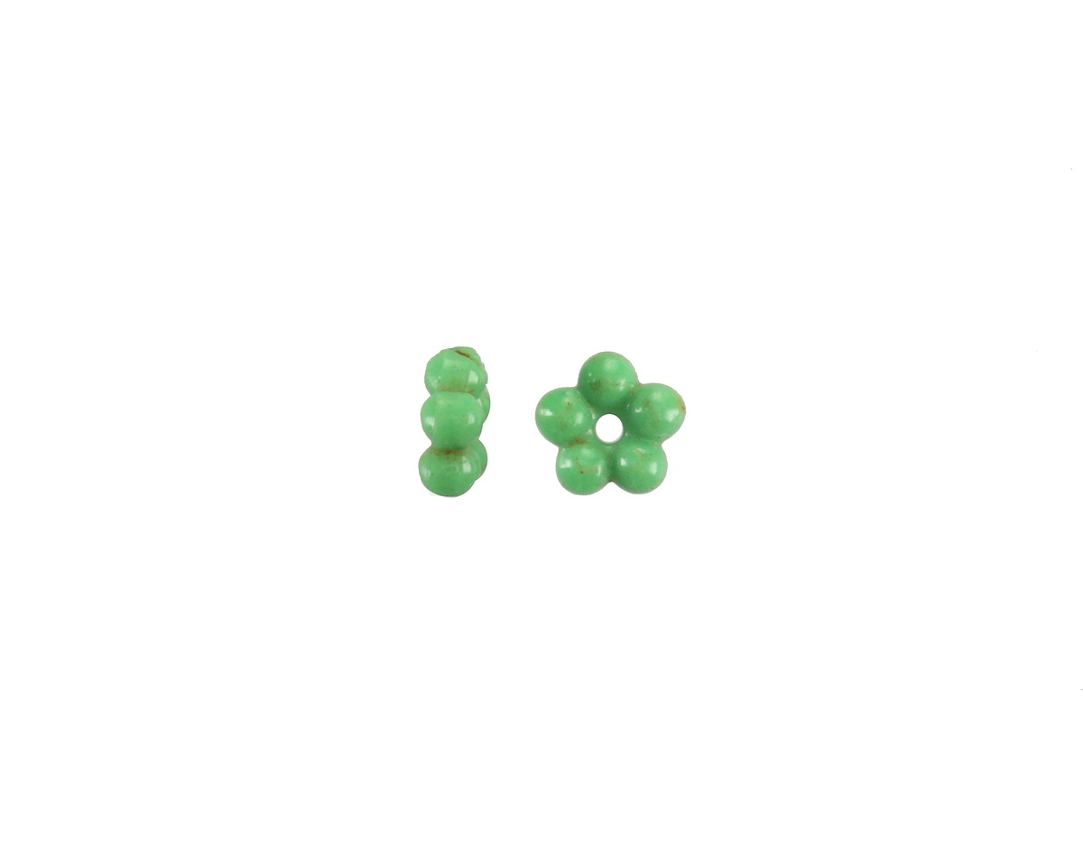 African Glass Togo Antique Green Daisy Spacer Bead 7mm
